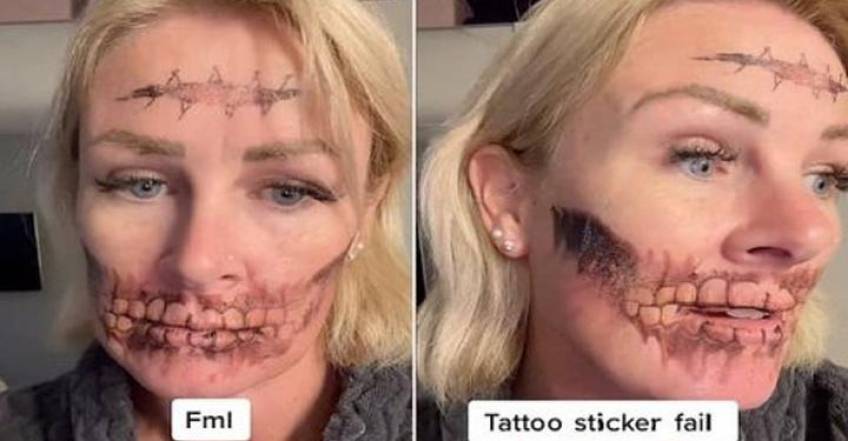 Cette femme réalise que son tatouage d'Halloween ne part pas