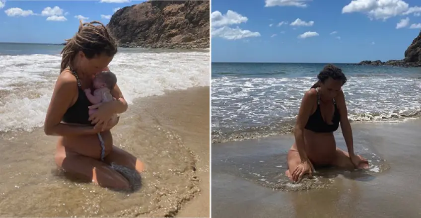 Cette maman raconte le récit de son accouchement dans l'océan sur Instagram