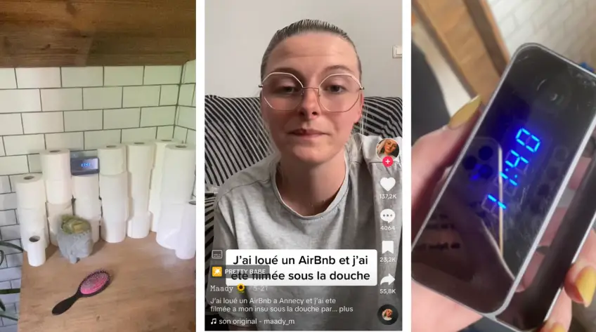 Ces deux touristes découvrent une caméra pointant vers la douche dans leur Airbnb