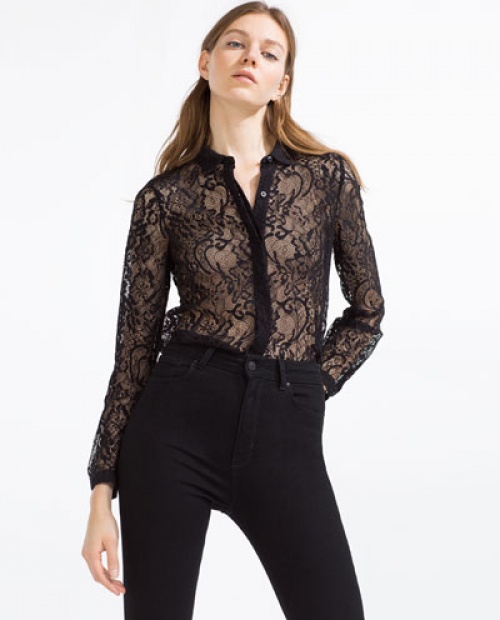 Zara  chemise noire dentelle
