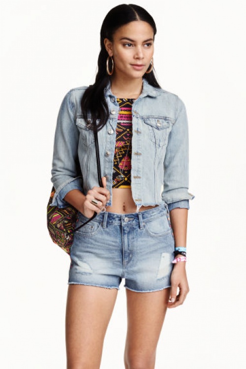 H&M loves Coachella veste jean courte 
