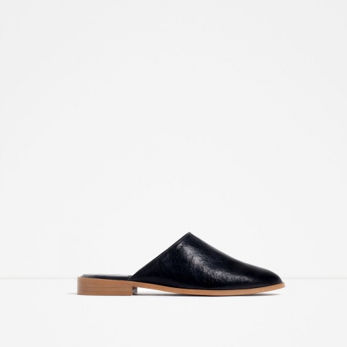 Zara  slippers cuir noire
