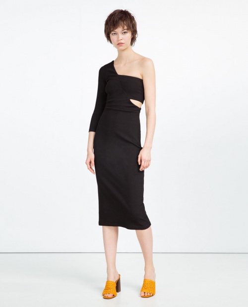 Zara robe fourreau asymétrique noire