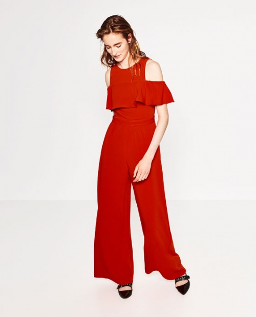 Zara combinaison rouge épaules dénudées