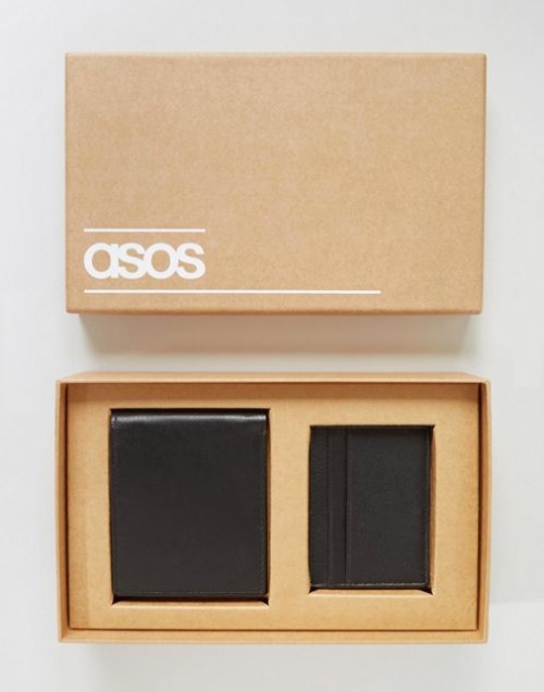 ASOS - Coffret portefeuille et porte-cartes en cuir