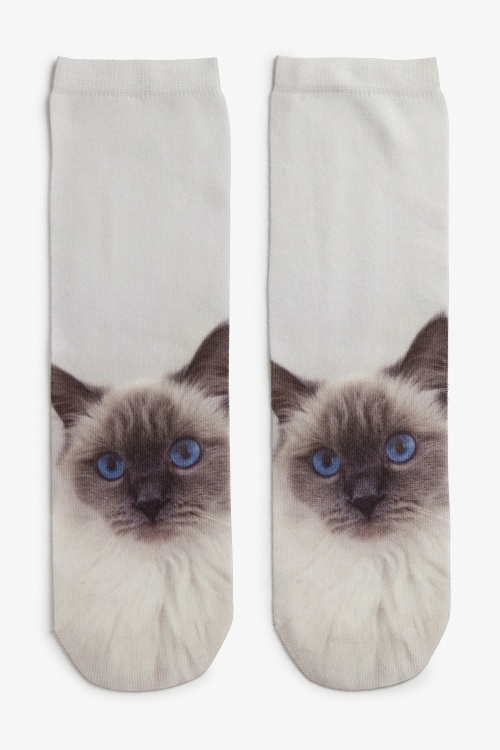 Monki - Socquettes blanches chat