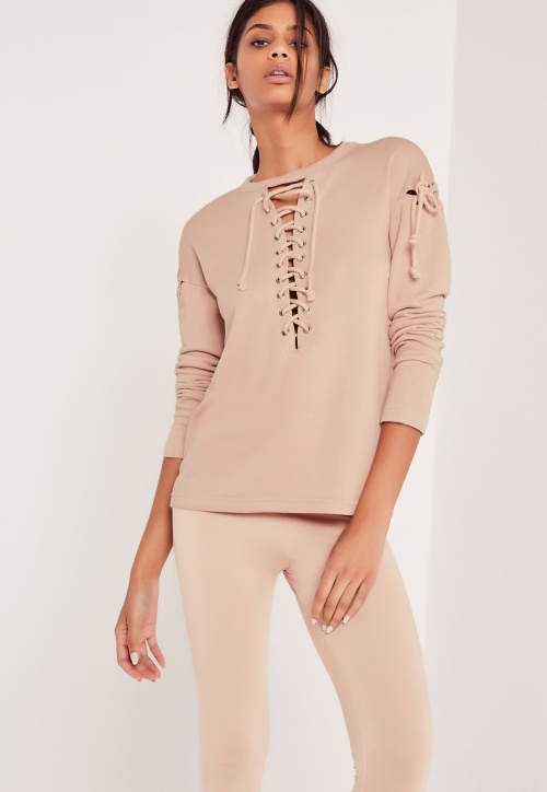 Missguided - Pull rose à lacets 