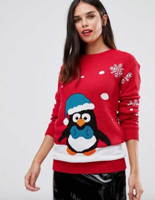 Club L - Pull de Noël motif pingouin dansant