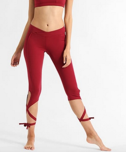 legging rouge lacets