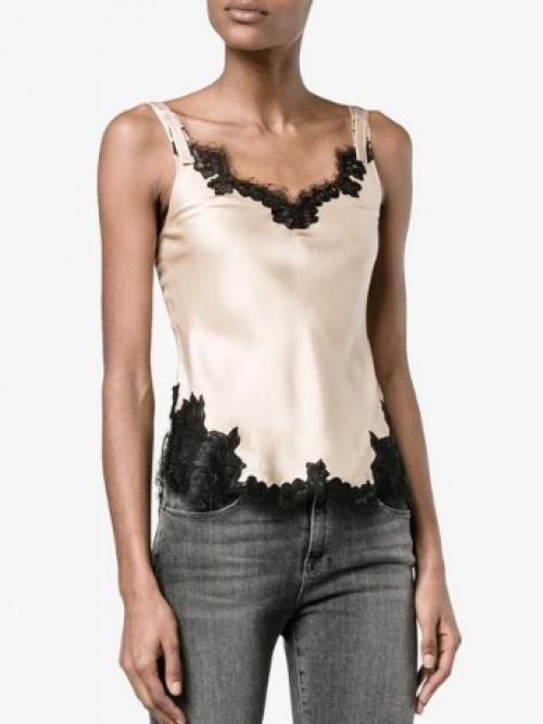 Lace-trimmed slip top