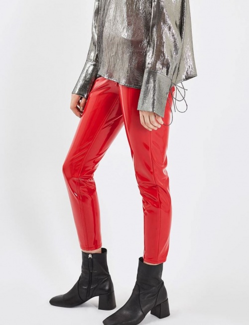 Topshop - pantalon vinyle rouge