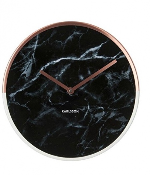 Karlsson KA5605BK Marble Delight Horloge Murale Cas de Cuivre/Marbre Noir 5 x 30 x 30 cm