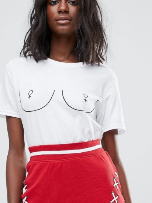 Missguided - T-shirt à imprimé seins