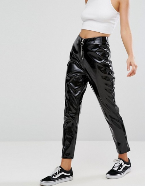 New Look - Pantalon en vinyle avec fermeture éclair sur le devant