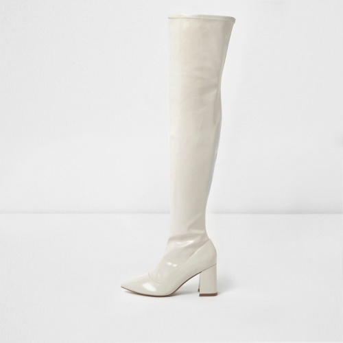 River Island - Cuissardes blanches vernies
