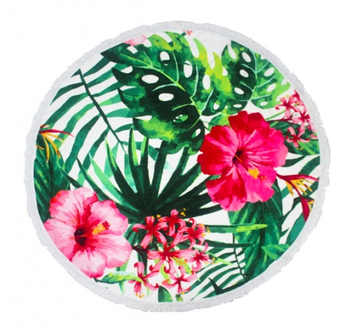 ZeeTone - Serviette de plage ronde imprimé floral