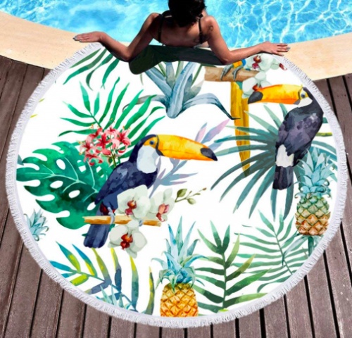 Stillshine - Serviette de plage ronde imprimé toucans