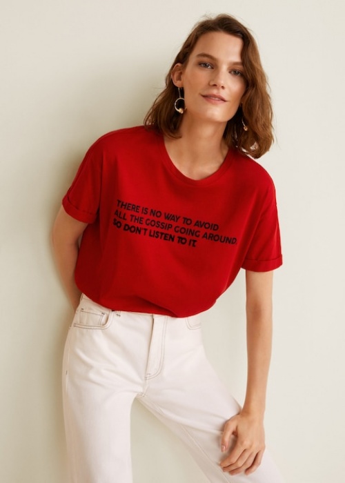 Mango - T-Shirt Message Imprimé