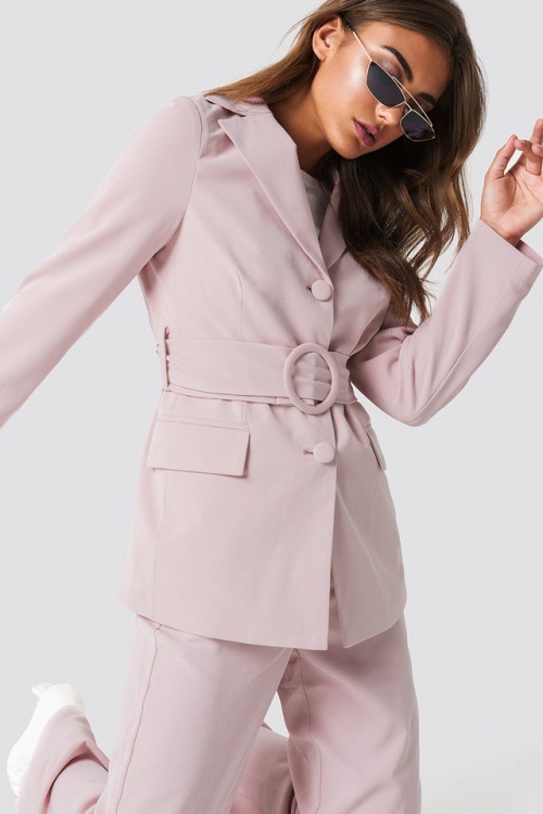 Na-KD - Wide Belted Blazer Pink