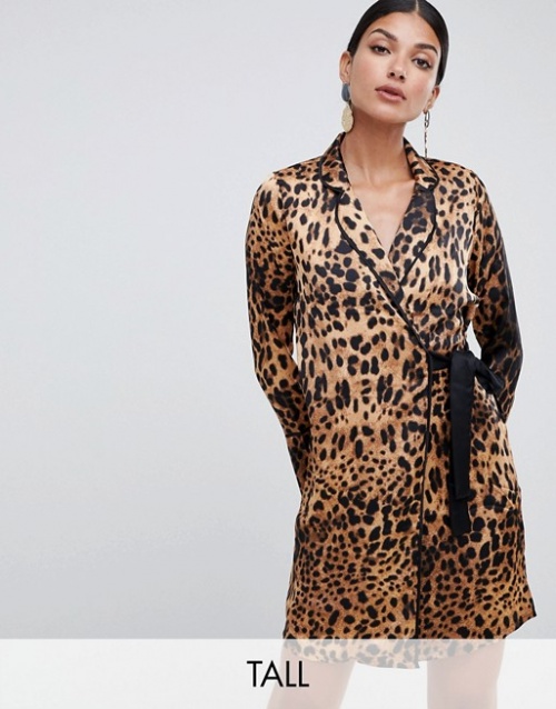 Robe portefeuille Imprimé léopard avec lien à la taille