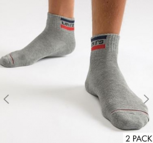 Levi's - Lot de 2 paires de chaussettes mi-hautes avec logo rétro