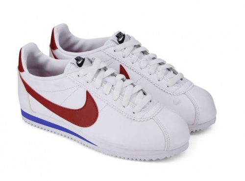 Nike - Cortez en cuir Blanc / Rouge