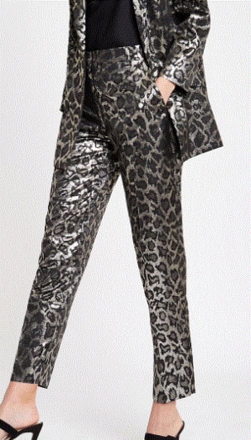 River Island - Pantalon en jacquard imprimé léopard noir