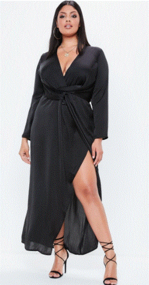 Missguided - Robe longue en satin noir grandes tailles
