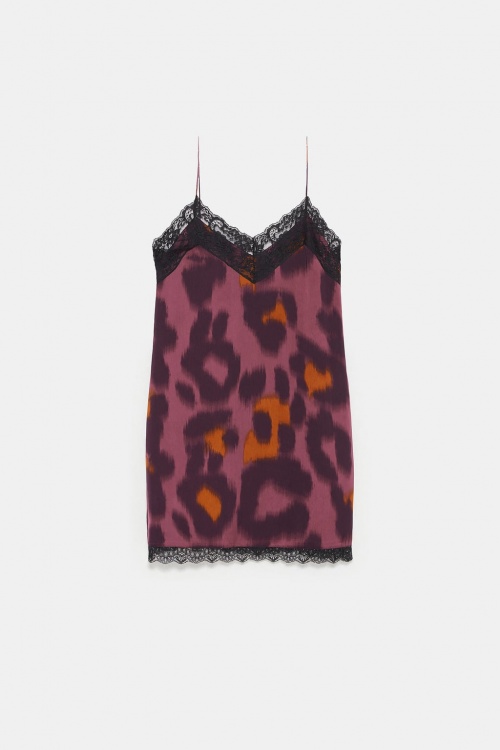 Zara - Robe style lingerie avec imprimé léopard