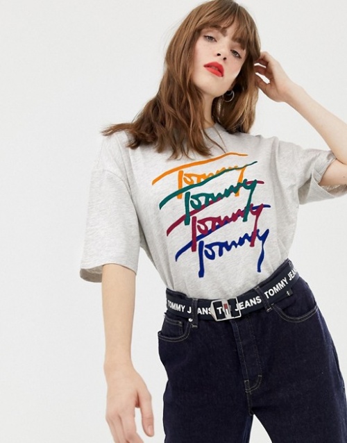 Tommy Jeans - T-shirt avec logo multicolore
