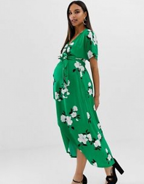 ASOS DESIGN Maternity - Robe longue cache-cœur à fleurs