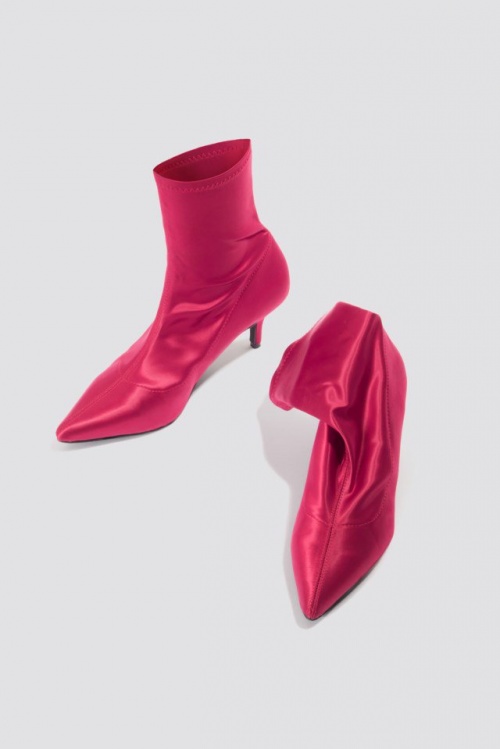 NA-KD - Bottines chaussettes rose fluo
