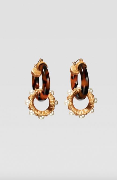 Zara - Boucles d'oreilles effet écailles avec perles