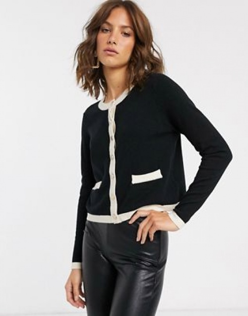 Vero Moda knitted - Cardigan noir et blanc