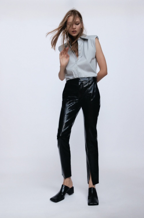 Zara - Pantalon en cuir synthétique 