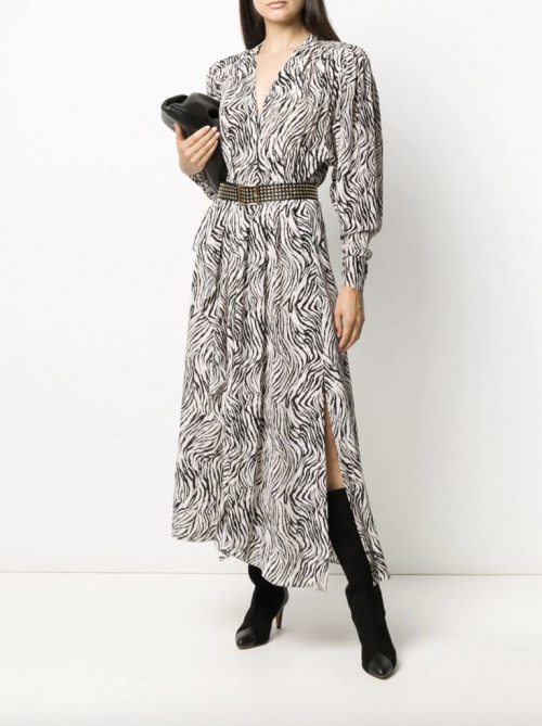Isabel Marant - robe mi-longue à imprimé zèbre