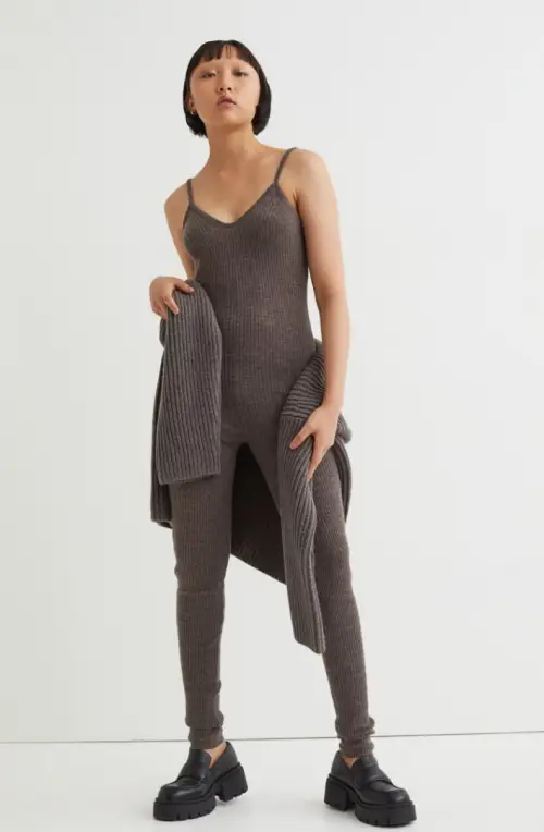H&M - Combi-pantalon en laine côtelée