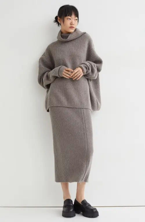 H&M - Jupe en laine côtelée