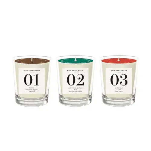 Bon Parfumeur - Trio de mini bougies : 01, 02, 03