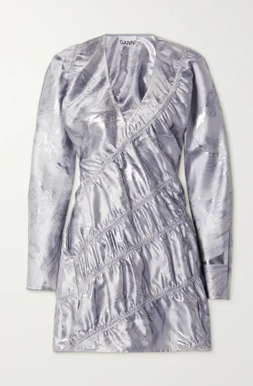 Ganni - Mini robe en jacquard métallisé