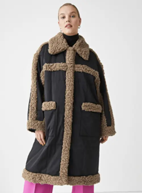 & Other Stories - Oversized Faux Shearling Puffer Coat
