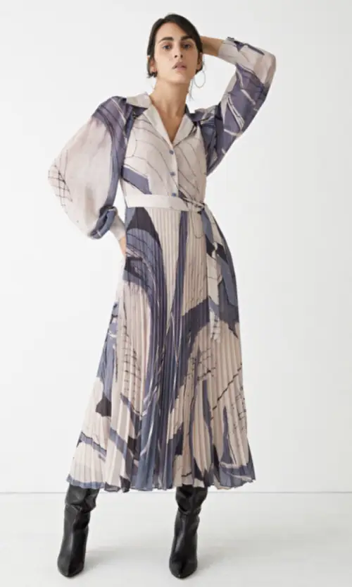 & Other Stories - Printed Pleated Midi Dress