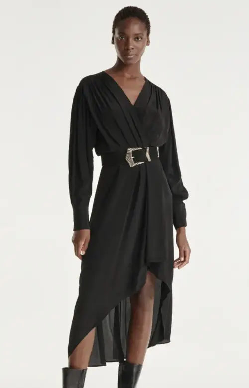 The Kooples - Robe longue drapée noire
