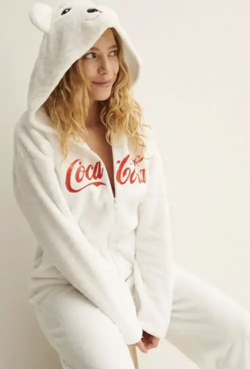 Undiz - combi coca-cola en polaire avec capuche ours 