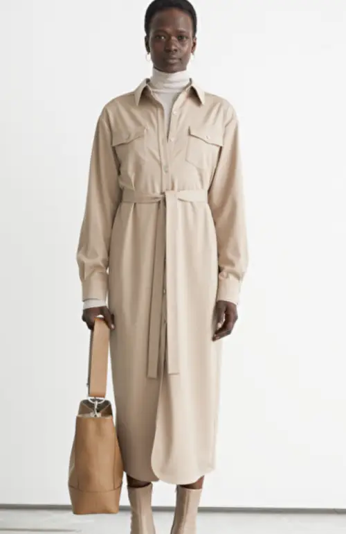 &Other Stories - Belted Shirt Midi Dress
