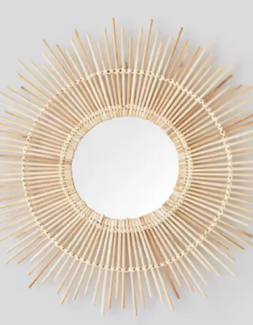 Monoprix - miroir soleil en bambou