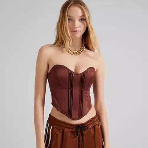 Bershka - Top corset à détails en satin