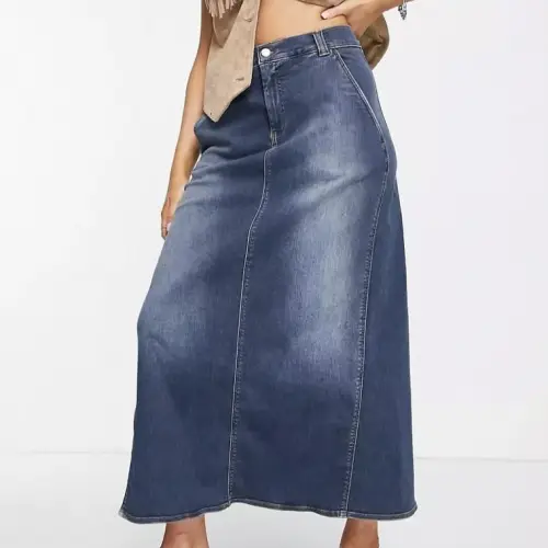 Reclaimed Vintage - Jupe longue taille basse en jean