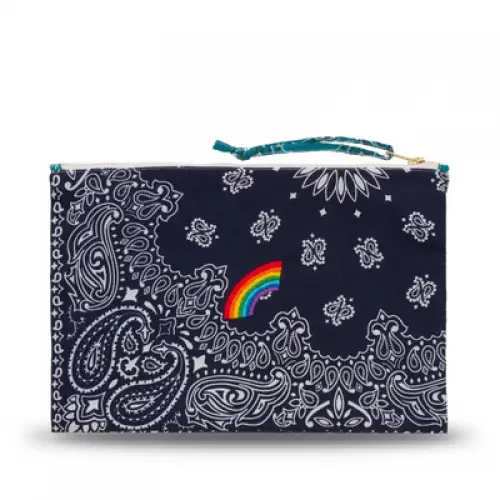 Call it by your name - Zipped pouch - Rainbow - Navy Pétrole