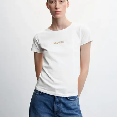Mango - T-shirt logo en coton